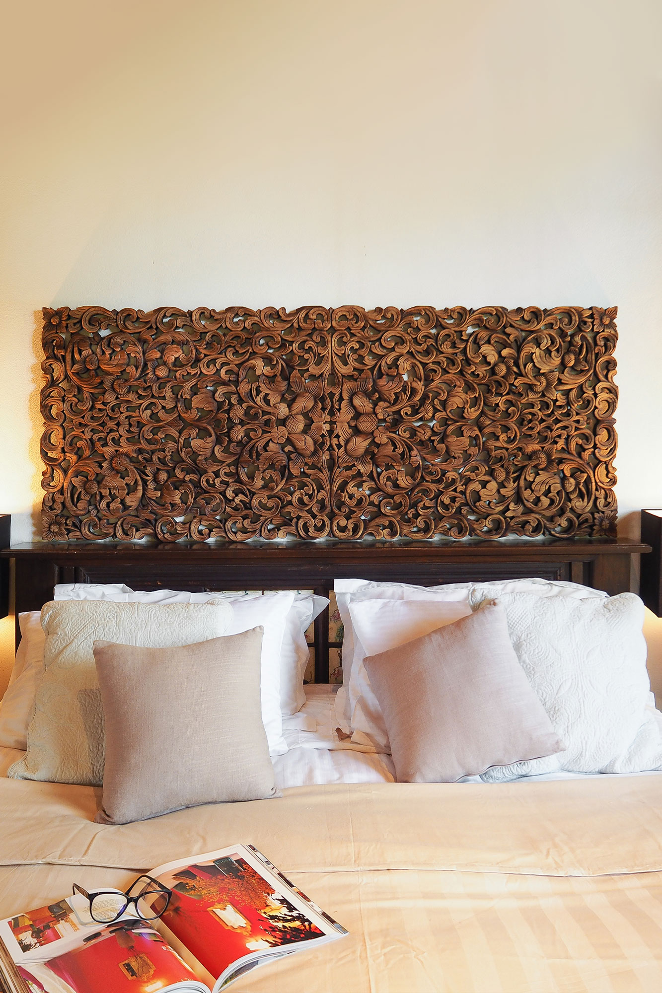 Tropical Frond King Size Headboard, Wooden King Bed Headboards