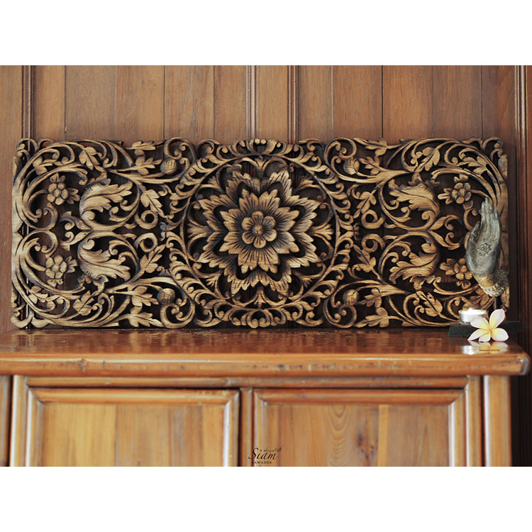 Buy Hand Carved Lotus Wall Art  Panel  Online