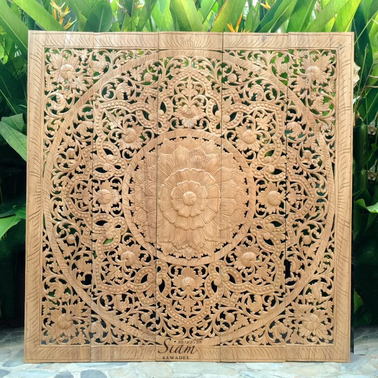 Carved Wall Hanging Mandala Wood Panel