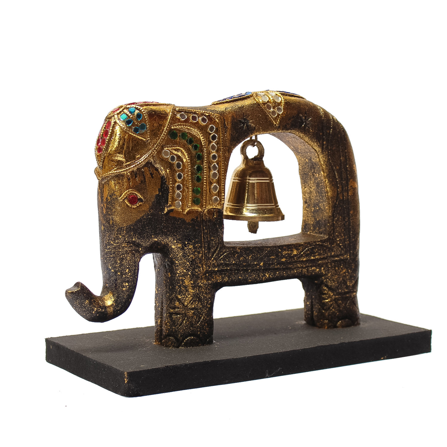 Buy Jeweled Elephant Sculpture with Brass Bell Feng Shui Online