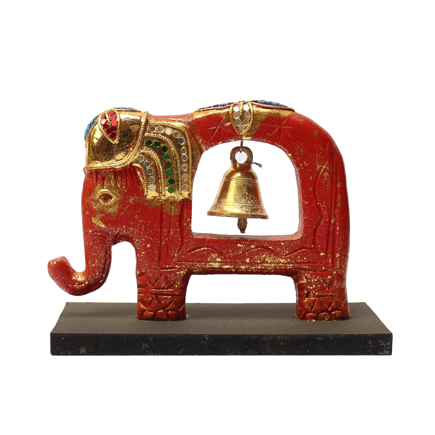 Buy Jeweled Elephant Sculpture with Brass Bell Feng Shui Online