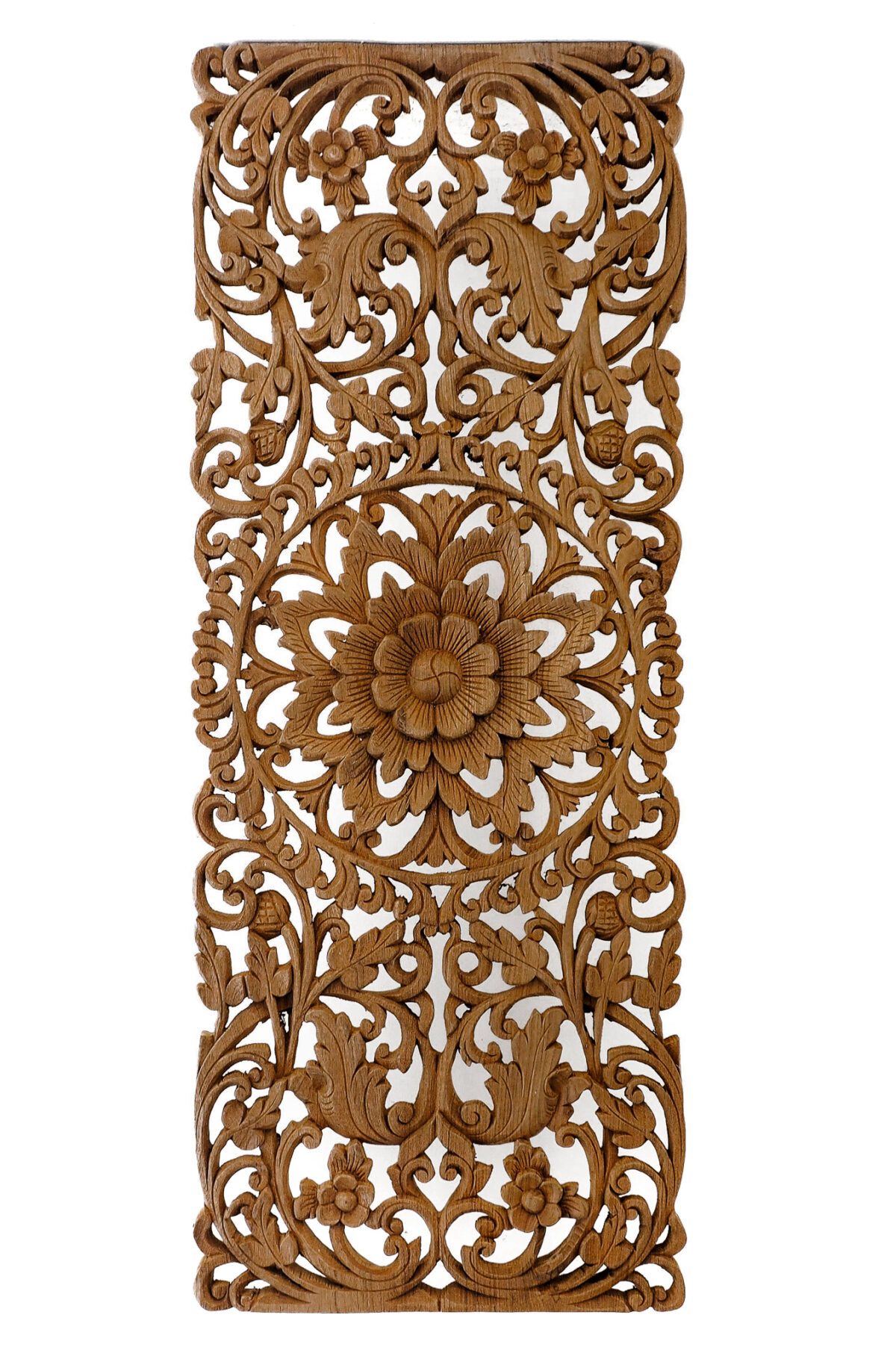 Hand Carved Lotus Wall Art Panel Siam Sawadee
