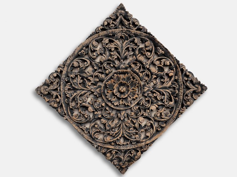 Exotic Hand Carved Wooden Wall Art Hanging Panel Siam Sawadee
