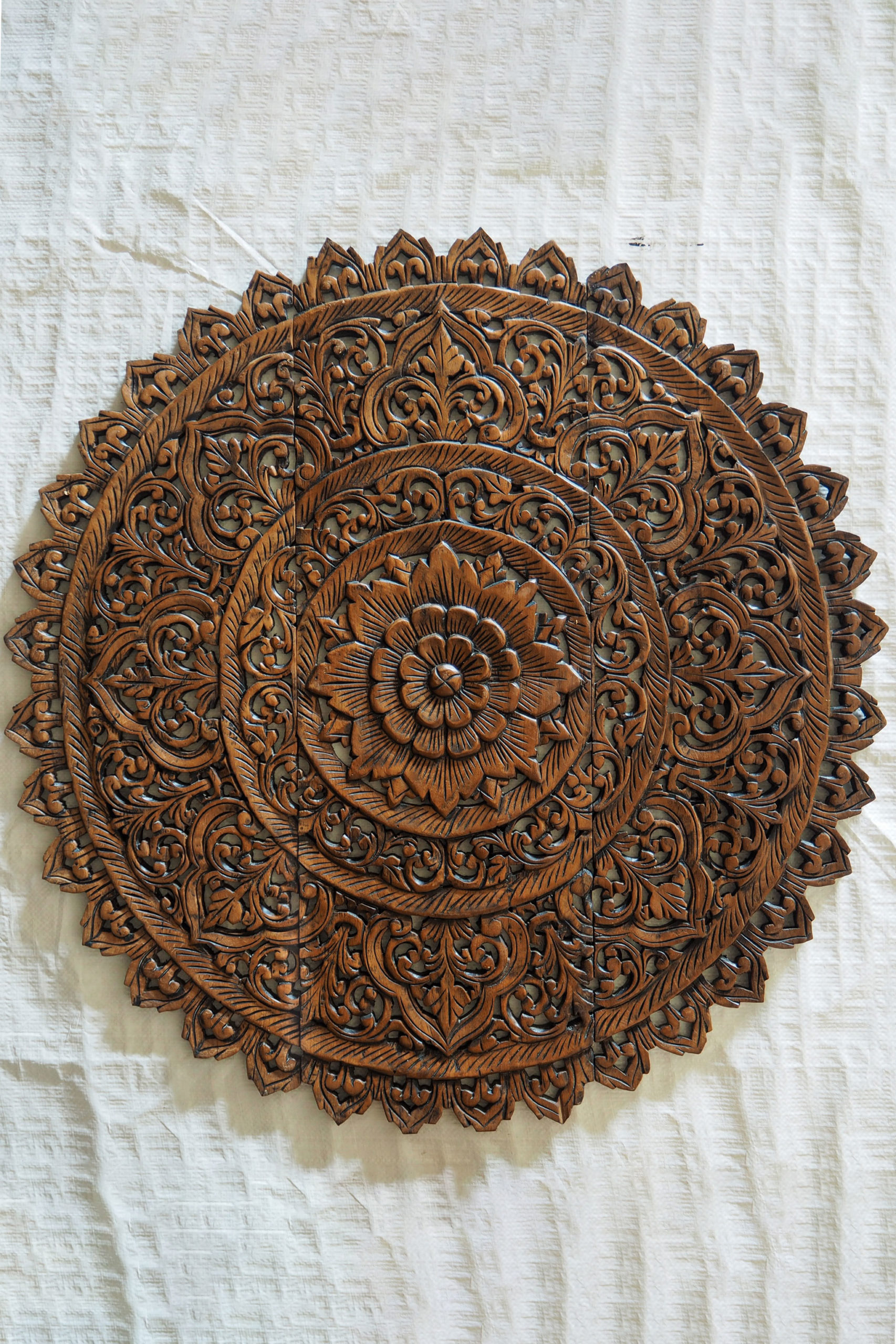Buddhist Mandala Carved Wall Art Panel Siam Sawadee