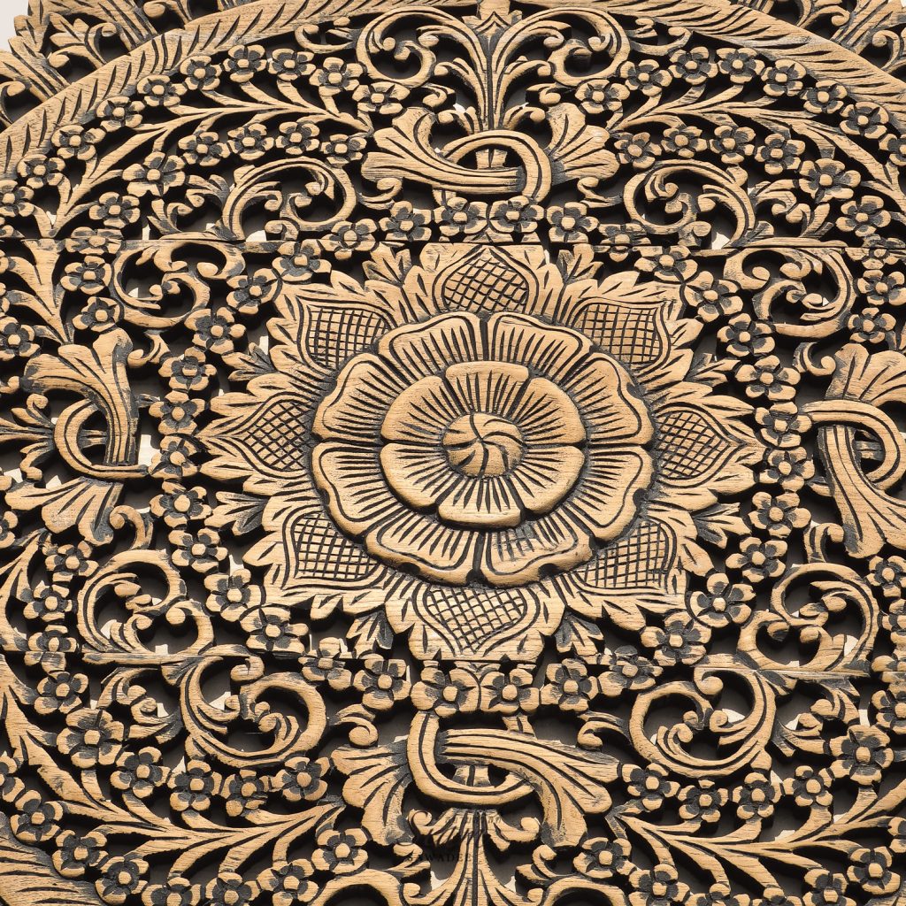 Rustic Carved Wall Art Panel Asian Home Decor