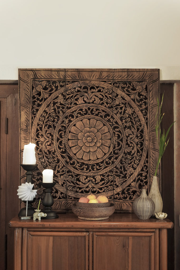 Authentic Wall Art Hanging Wood Carving Panel Siam Sawadee