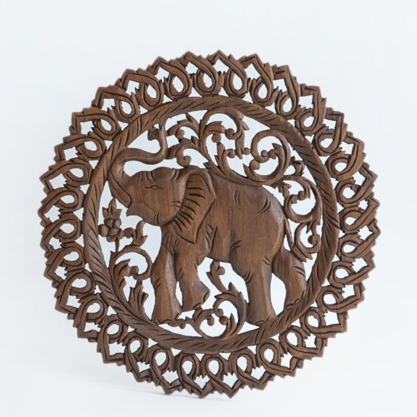 Elephant wood carving wall decoration