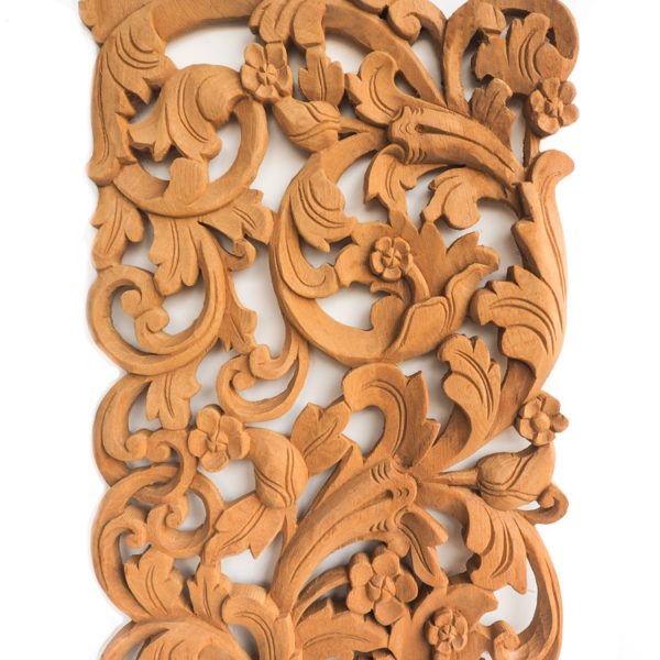 Natural Finish Wood Carved panel - Siam Sawadee