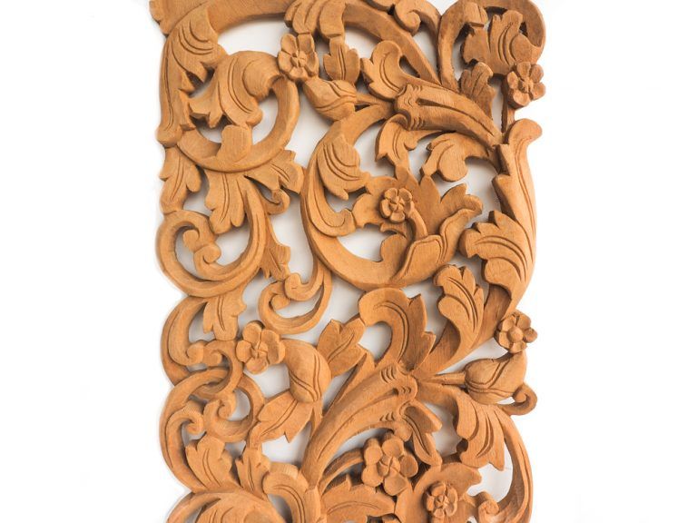 Natural Finish Wood Carved panel - Siam Sawadee