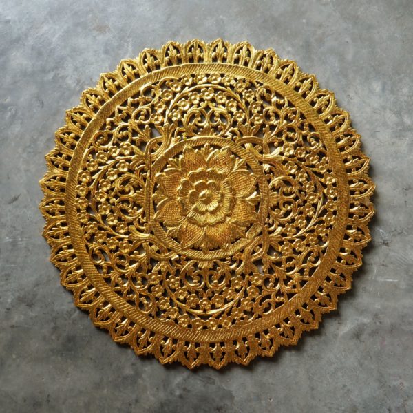 Mandala Wood Carving Wall Panel Decor - Siam Sawadee