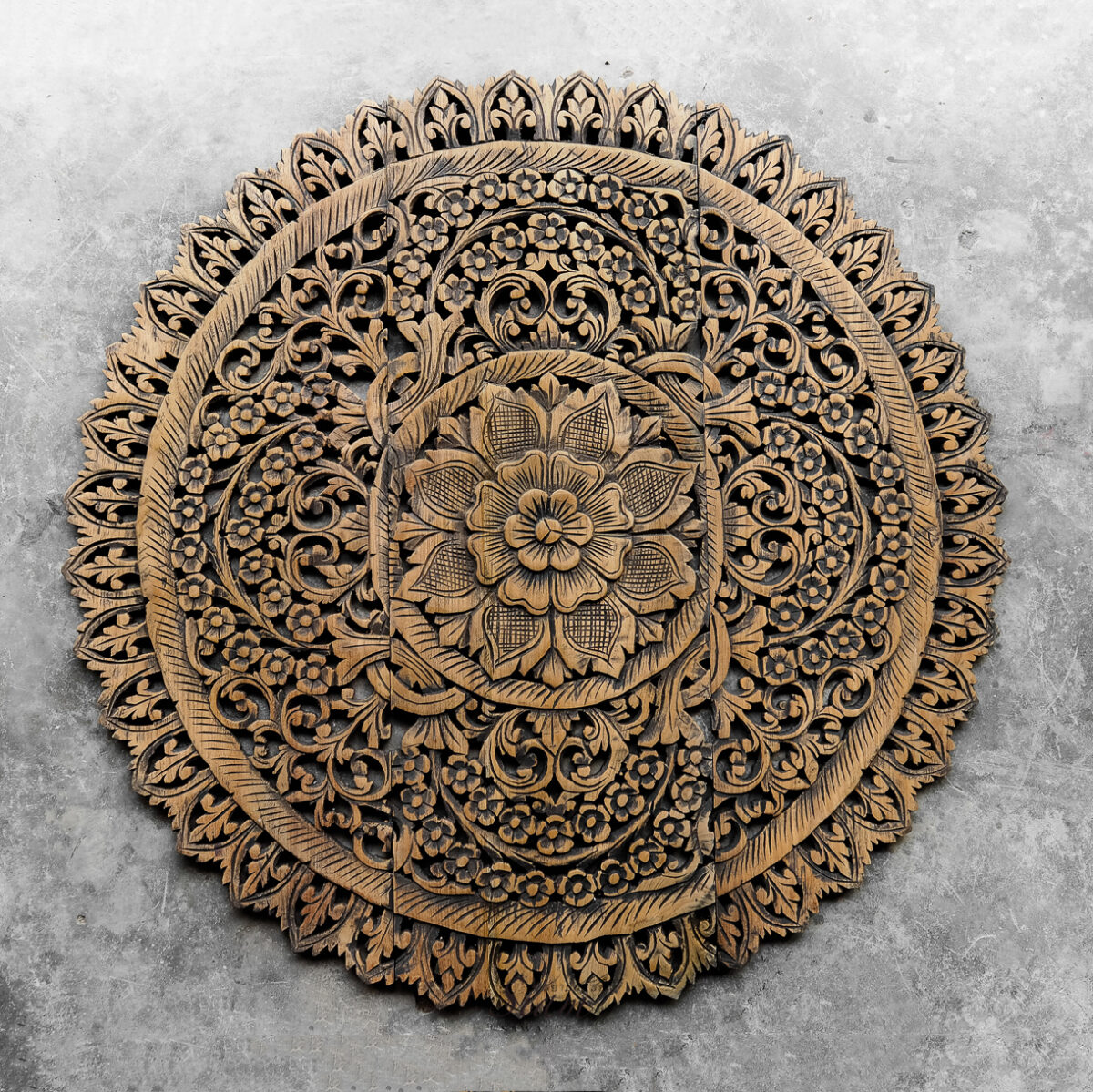 Mandala Wood Carving Wall Panel Decor, Mandala Wall Decor