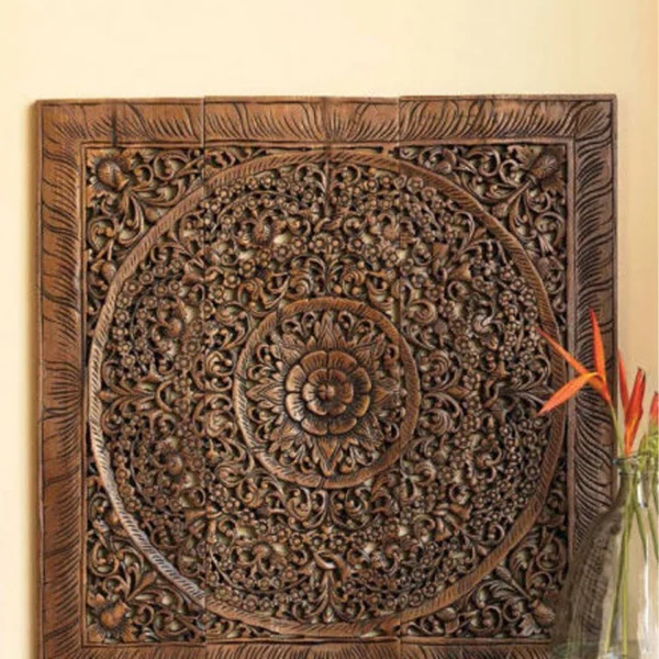 wood on wall hanging lotus