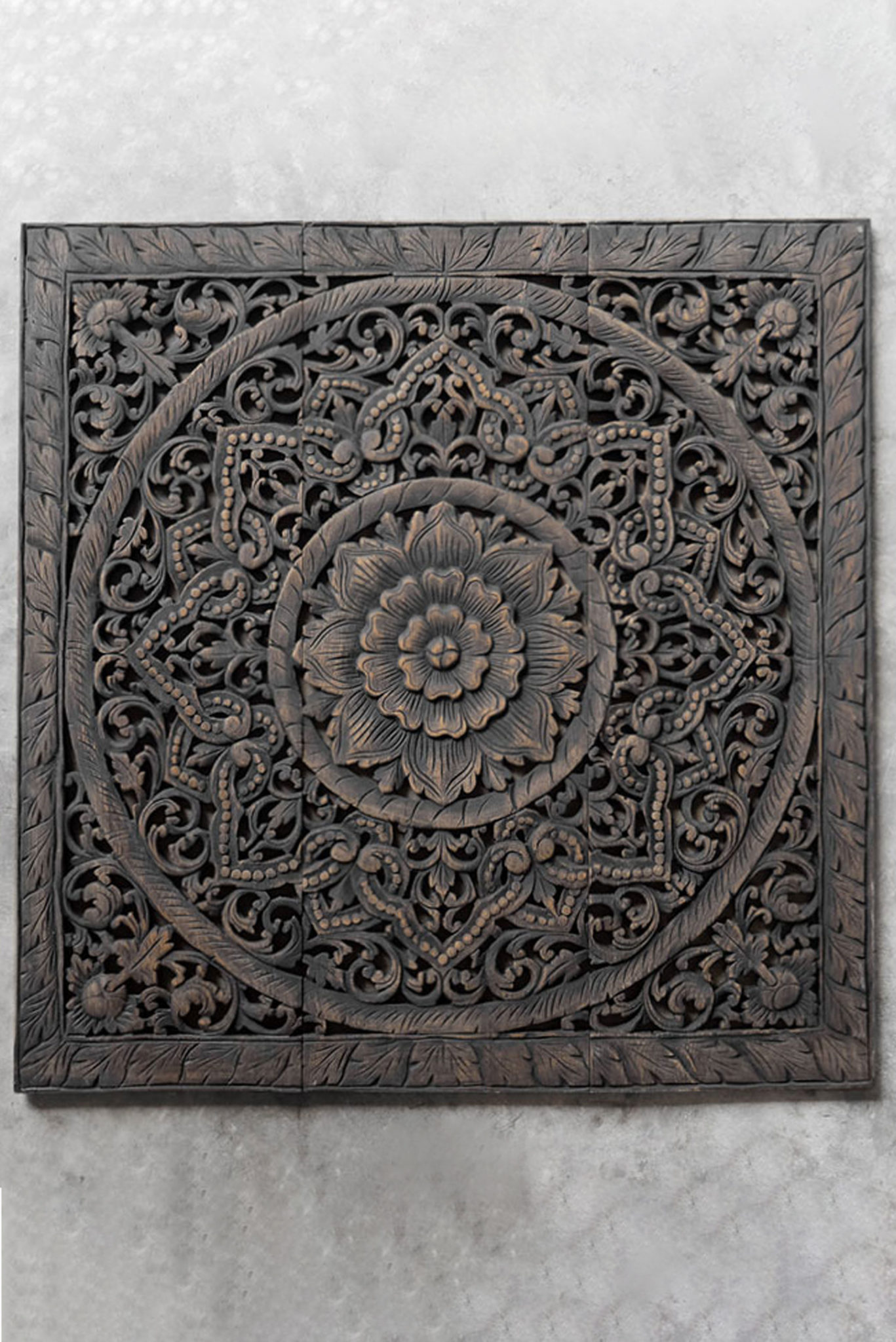 Antique Lotus Wood Carving Wall Art Hanging