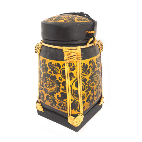 Oriental floral motif unique toilet bin container gold