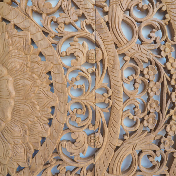 Grand Carved Teak Wood Wall Art Panel Plaque Decor, Headboard Designs