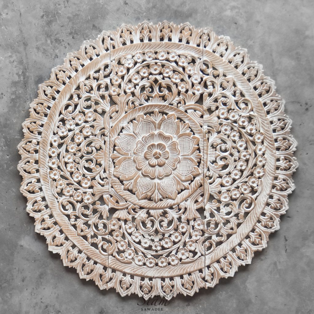 Mandala Wood Carving Wall Panel Decor, Mandala Wall Decor