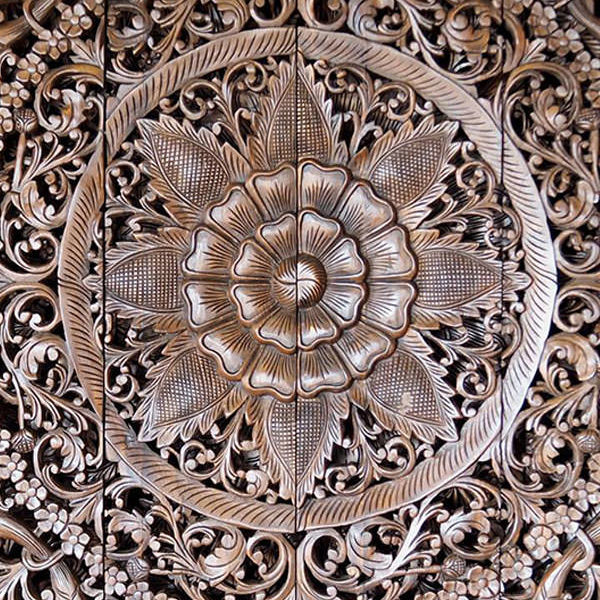 decor boho mandala solid rustic large real lotus dark vintage panel natural reclaimed art kingsize teak