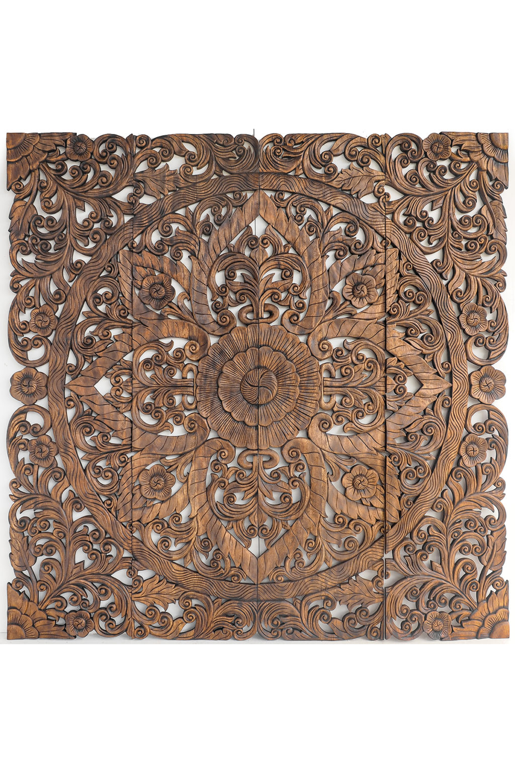 Kingsize Headboard Balinese Wooden Panel in Boho Design