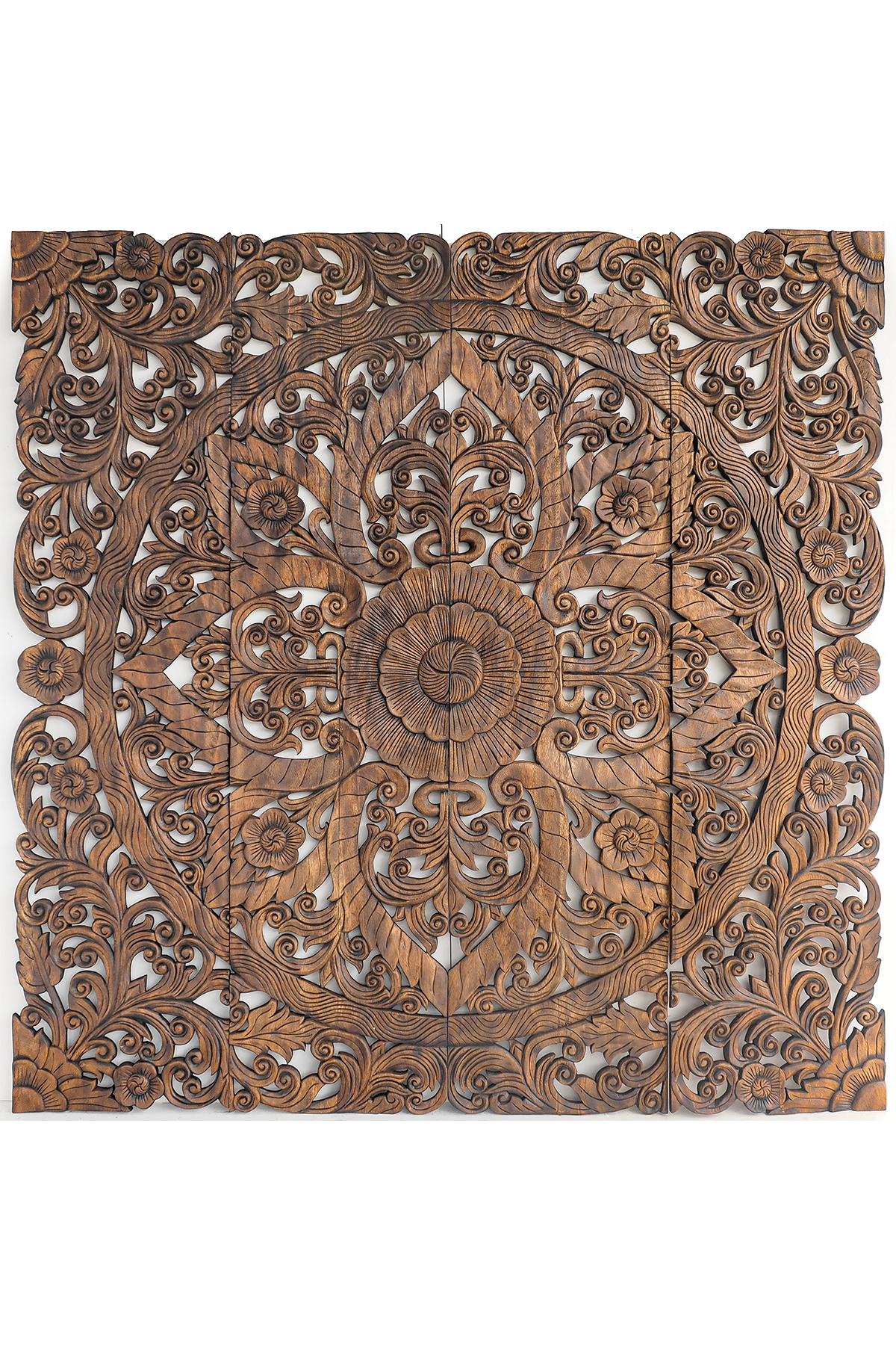 Kingsize Headboard Balinese Wooden Panel in Boho Design