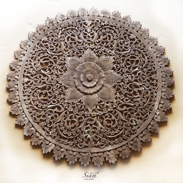 Circular Fl Wood Carved Wall Art Panel, Round Carved Wood Wall Art