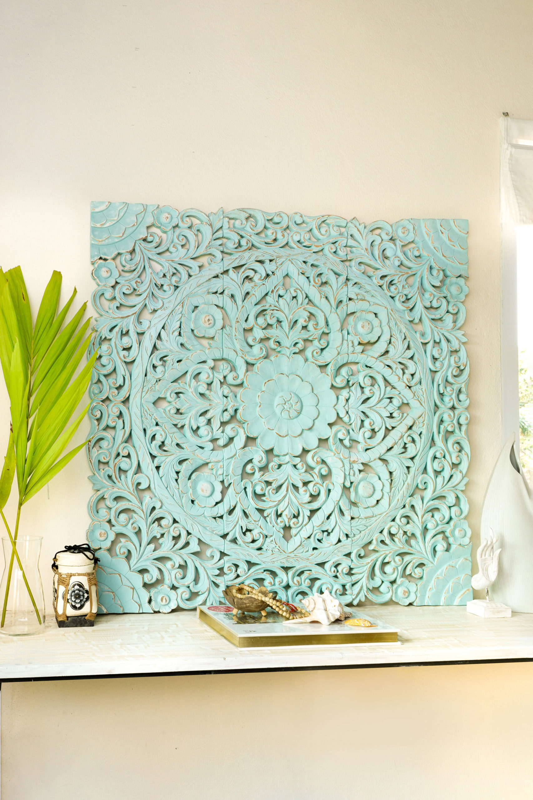 Hand Carved Wall Panel From Bali, Wooden Carved Wall Art
