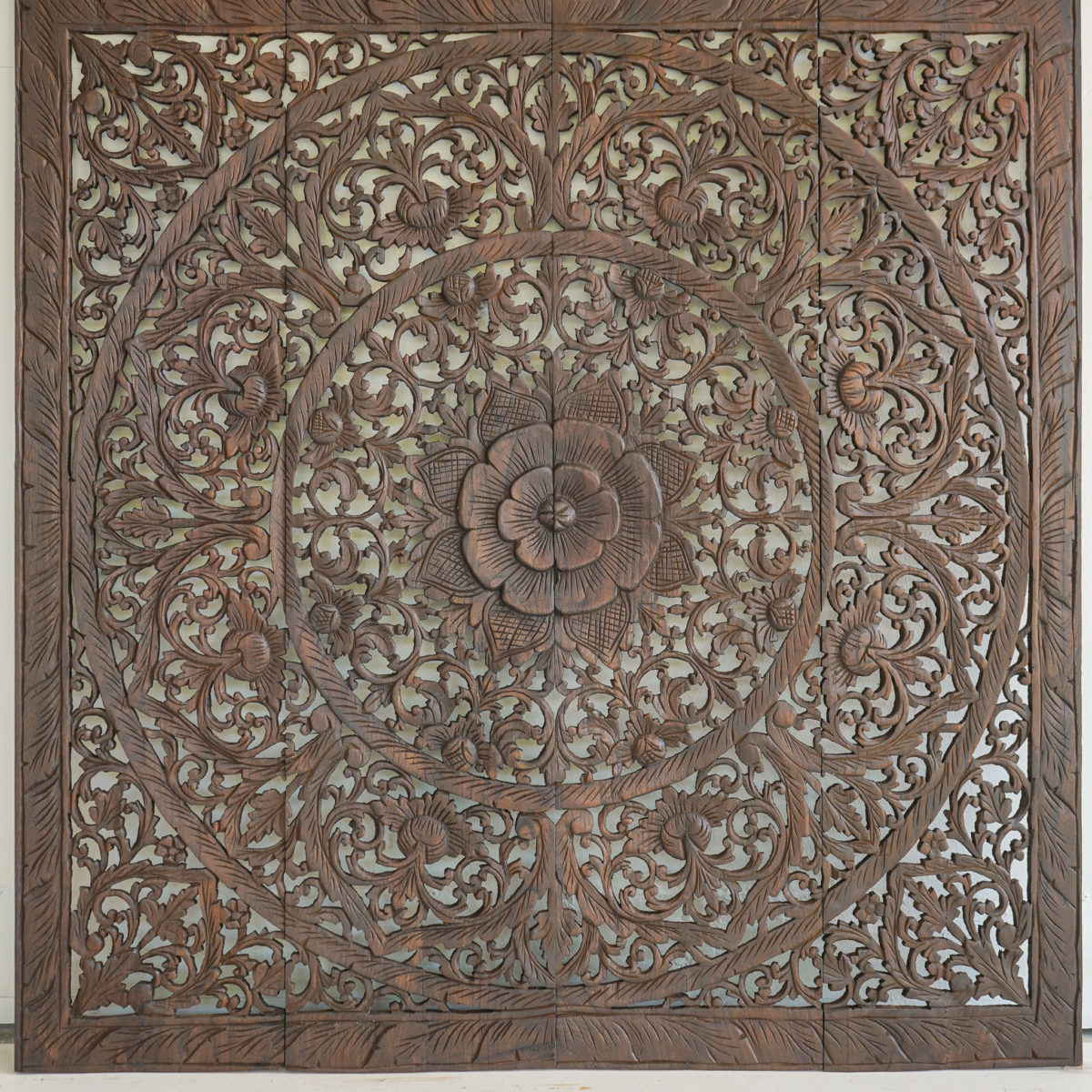 Rustic Hand Carved Wood Wall Art Panel, Rustic Wood Headboard