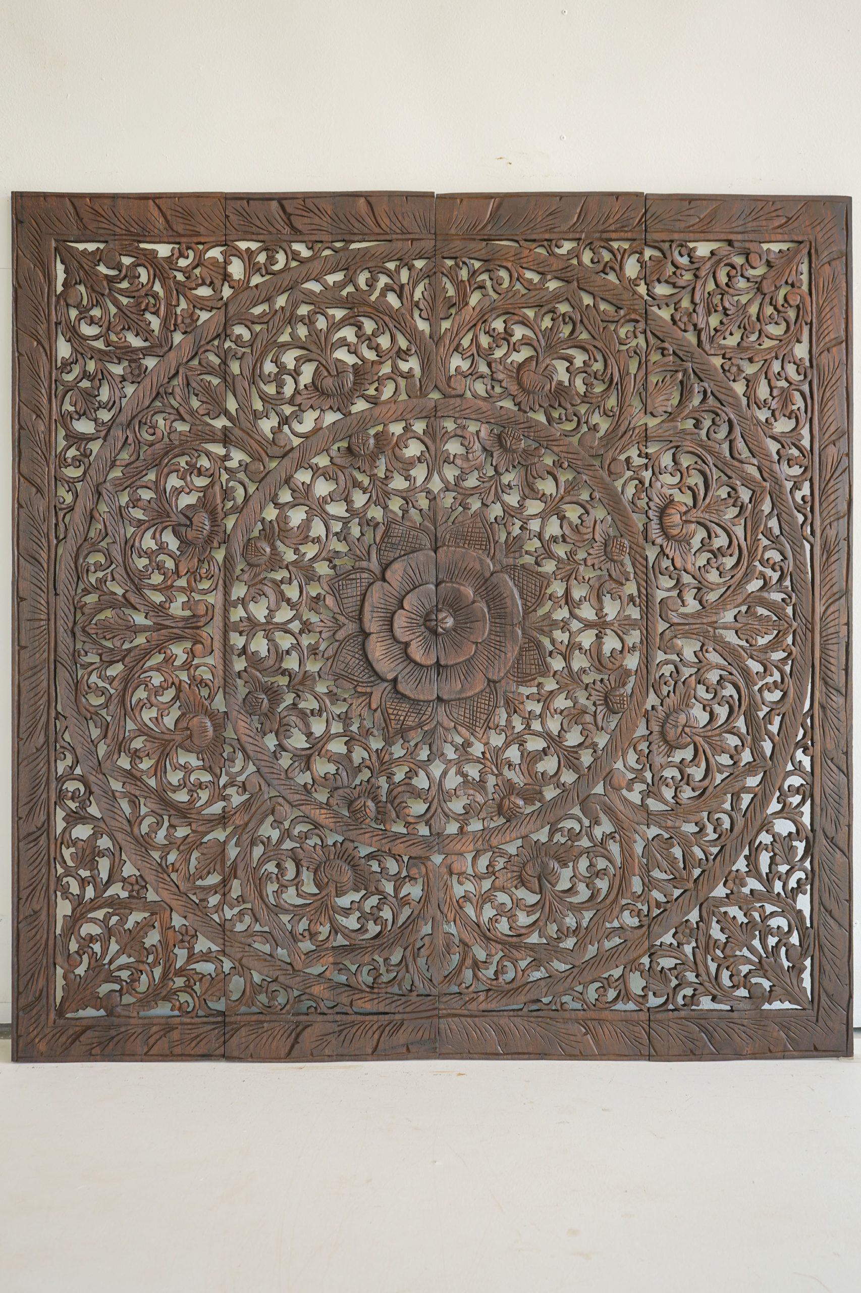 Antique Wood Carving Wall Art Hanging Siam Sawadee