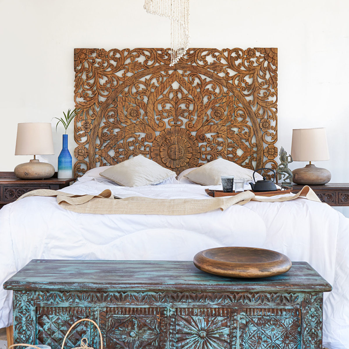 King-Size Balinese Headboard Wood Carving