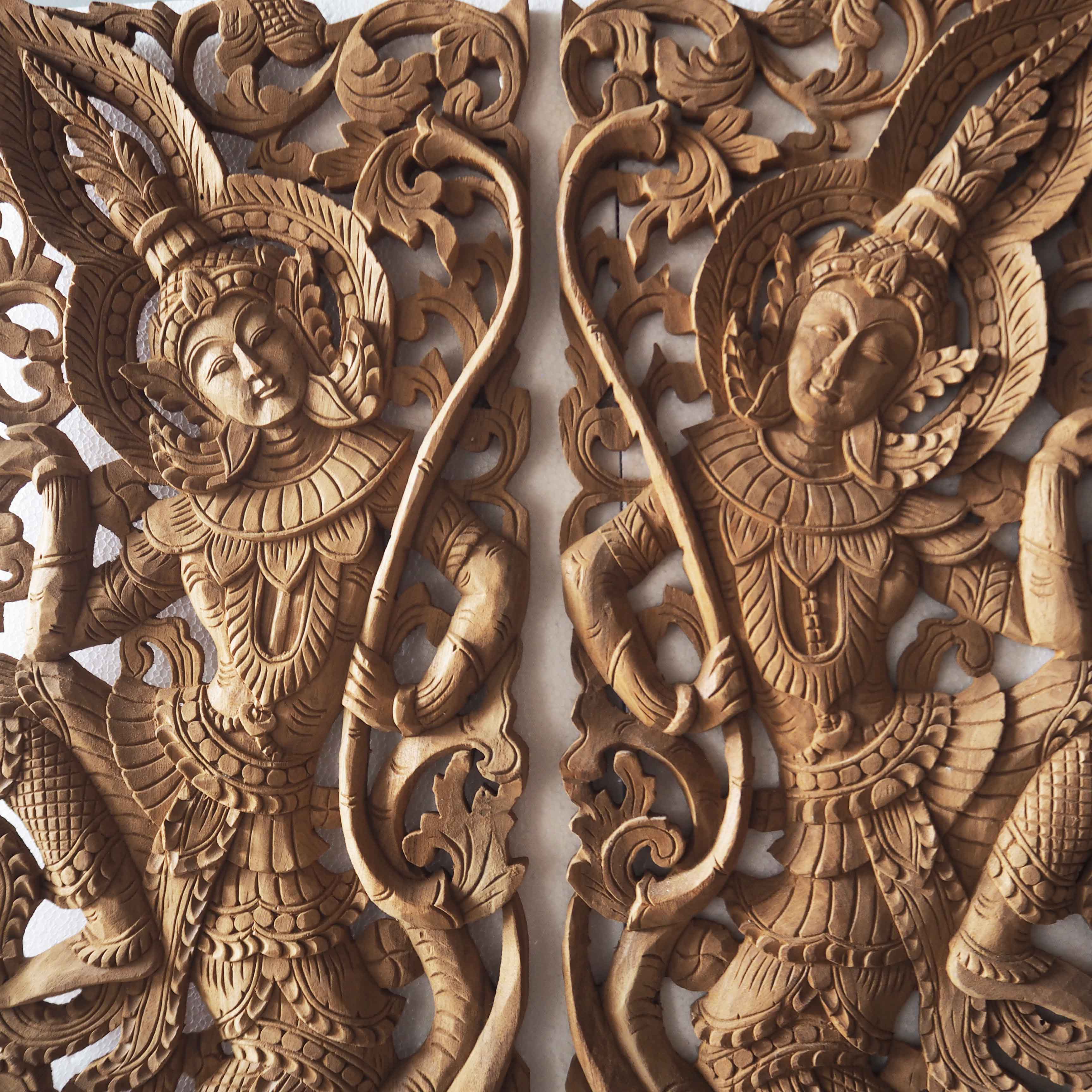 Buy Pair of Handcrafted Wall Hangings of Thai Angels Online