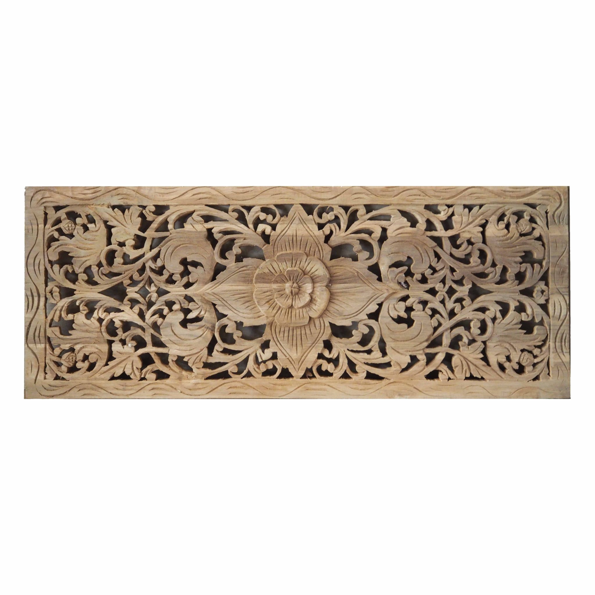 Flower Wood Carving Wall Panel From Thailand Siam Sawadee
