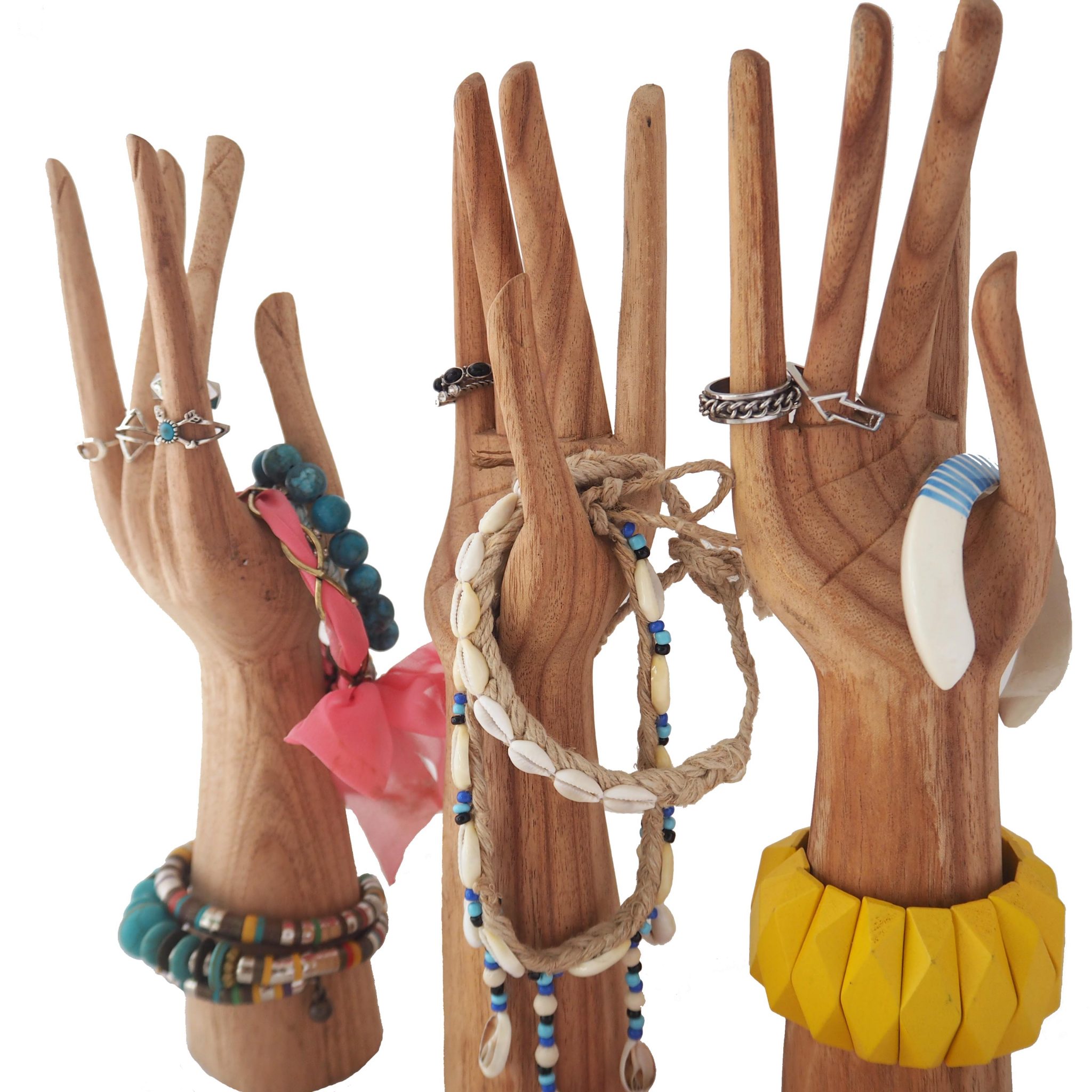 Wooden Hand Statue Jewelry Holders