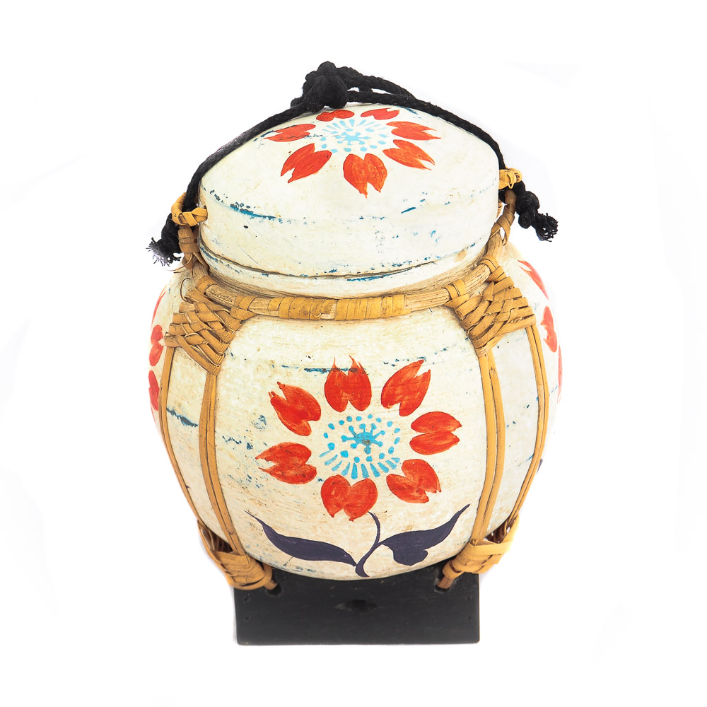 HandPainted Tropical Floral Decorative Thai Rice Container Siam Sawadee