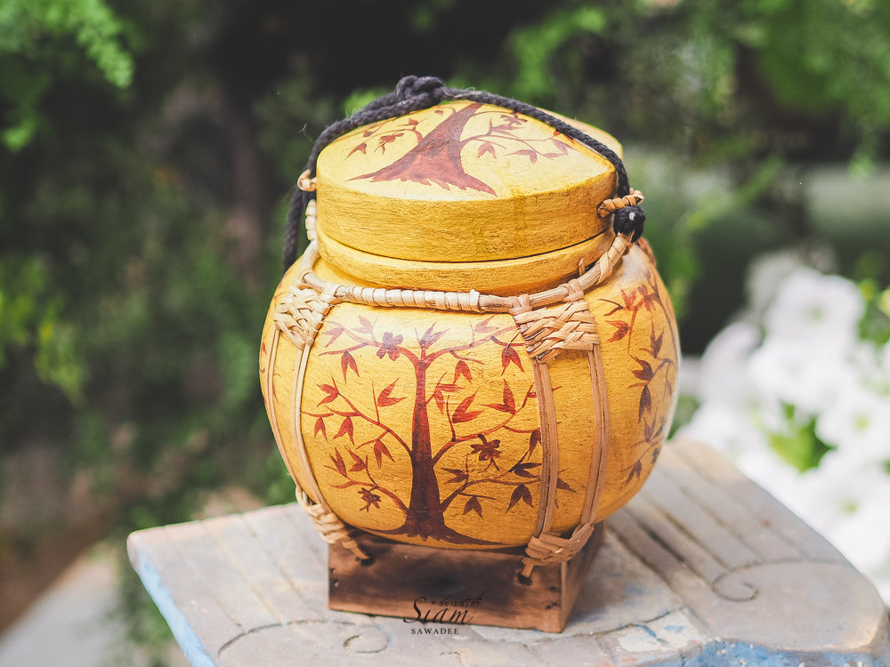 Tree-of-life-Hand-painted-Rice-Basket-Box-Handmade-Rice-Storage-Decorative-Container-From-Thailand-Oriental-Gift Hand-painted-Rice-Basket-Box