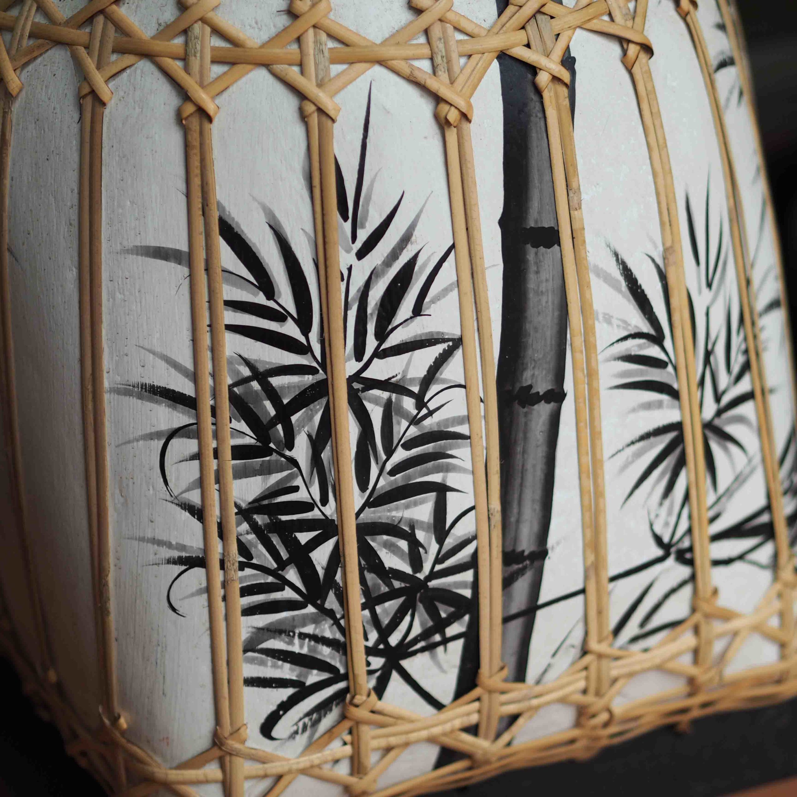 White-Decorative-Thai-Rice-Basket-Storage-Handmade-and-Hand-painted-Traditional-Asian-Pot-made-of-Bamboo-from-Thailand Decorative-Thai-Rice-Basket