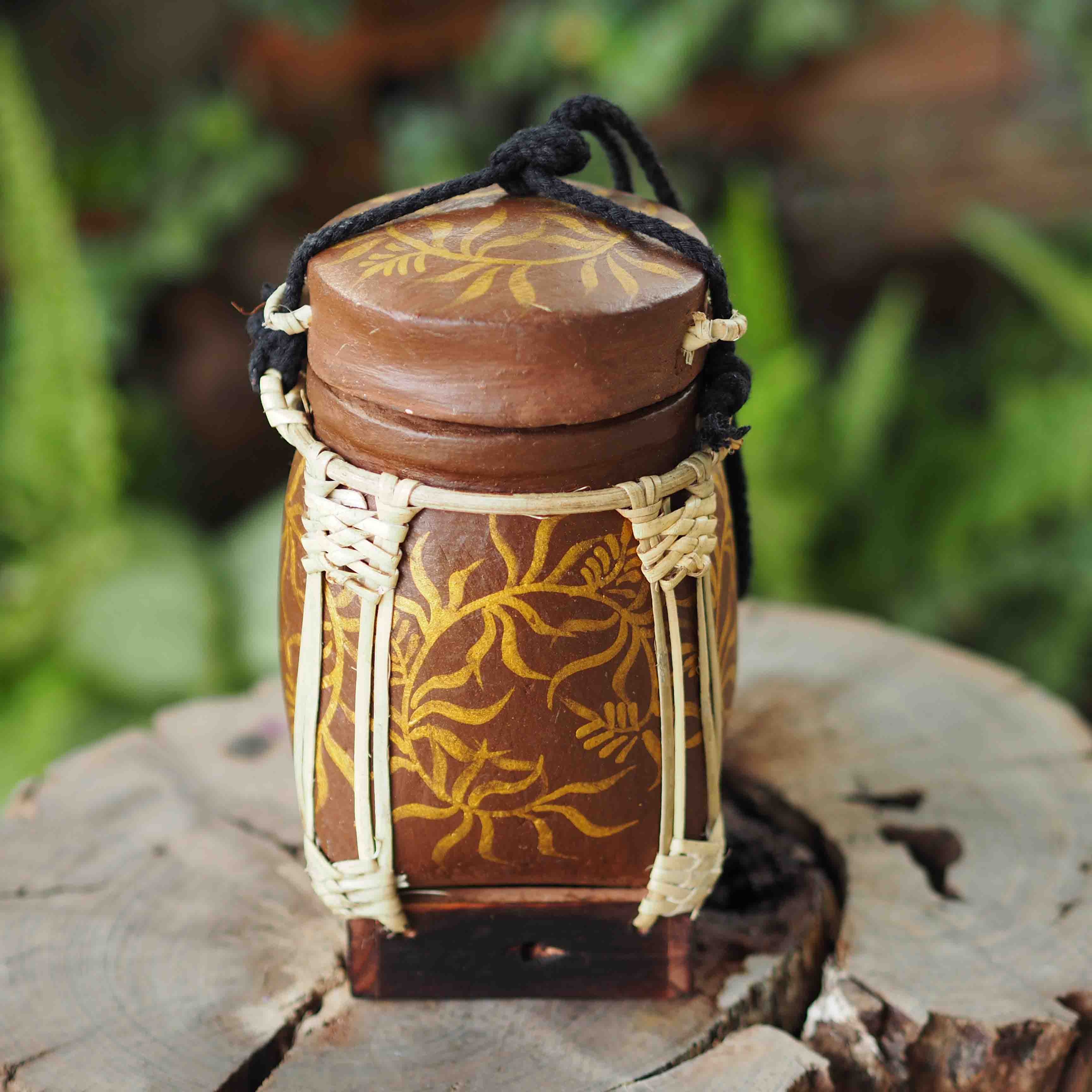 Thai Rice Basket made of Bamboo Tropical Plant Inspired Siam Sawadee