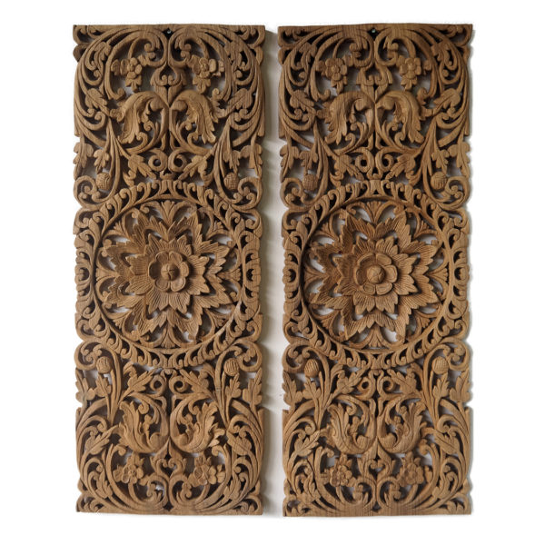 Carved-Wood-Wall-Panel-Bed-headboard- Balinese carving 35x90 cm