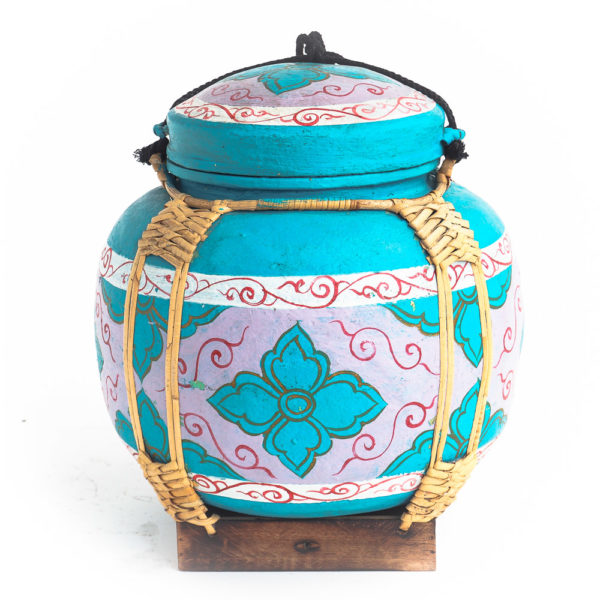 Thai rice box 1069 600x600 - Handmade Bamboo Wooven Thai Rice Box
