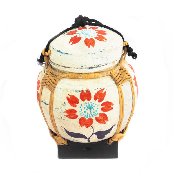 Thai rice box 380 600x600 - Hand-Painted Tropical Floral Decorative Thai Rice Container