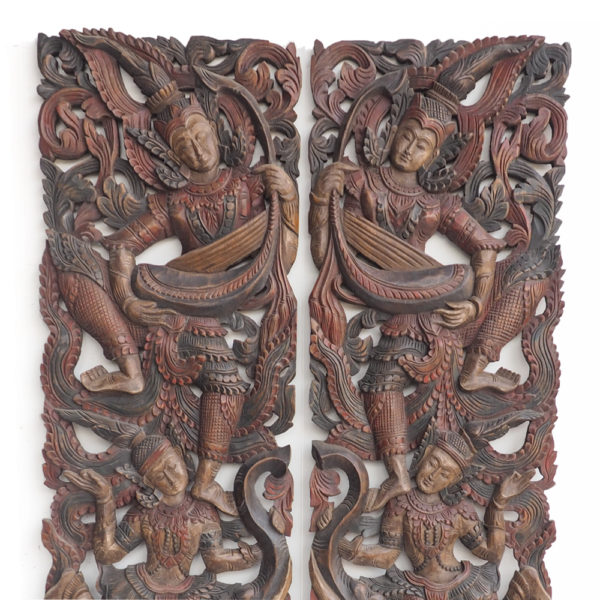 Thai traditional musicians carved on wood