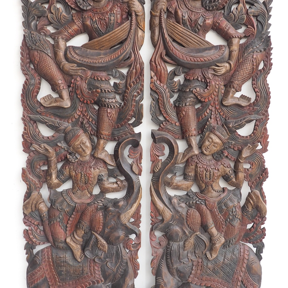 Pair of wood carving for wall