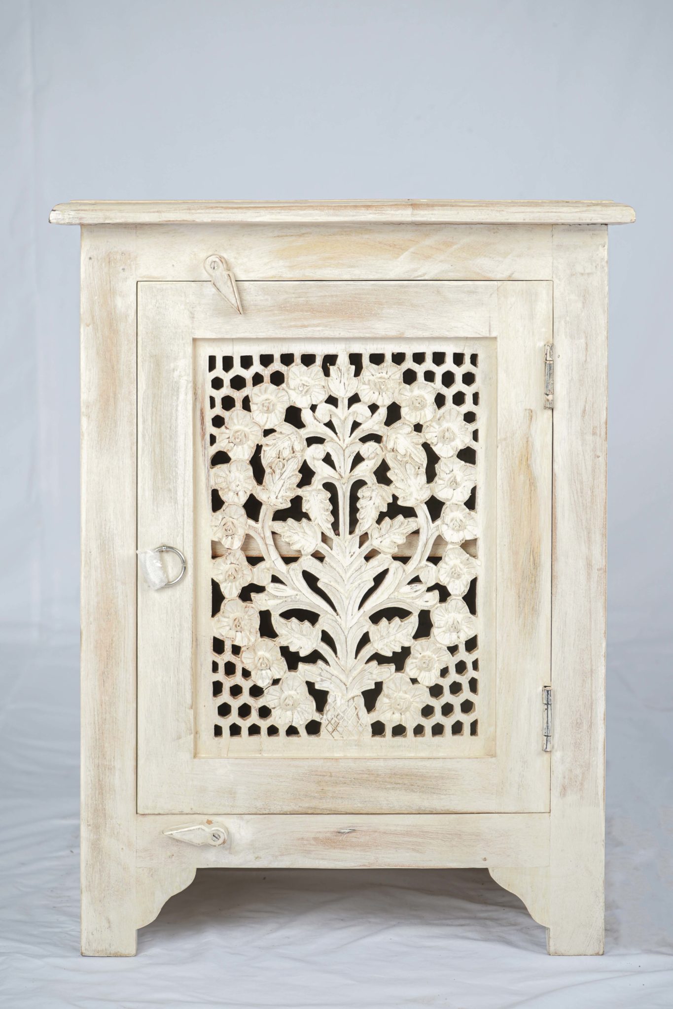 Clearance Sale: Wooden carved night stand, Indian design - Siam Sawadee