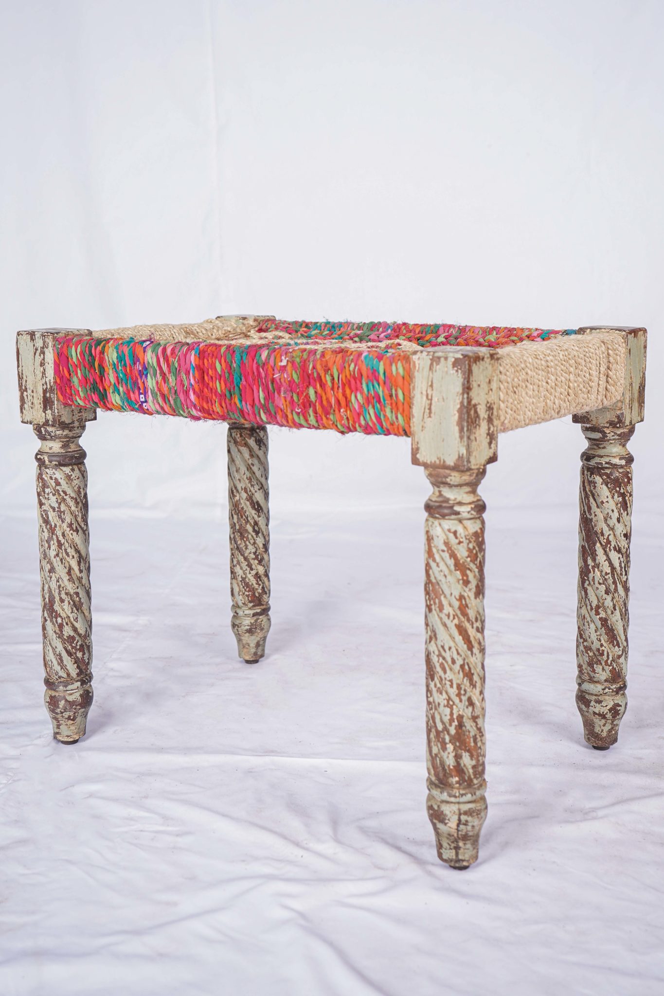 Vintage Grey Washed Hand Painted Chair from India