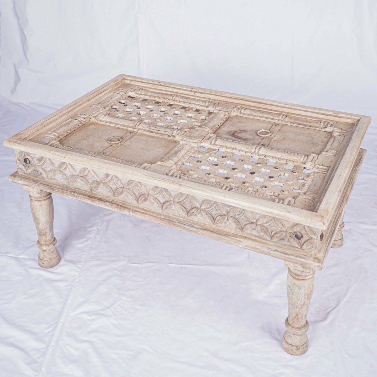 Hand carved wooden coffee table art decor