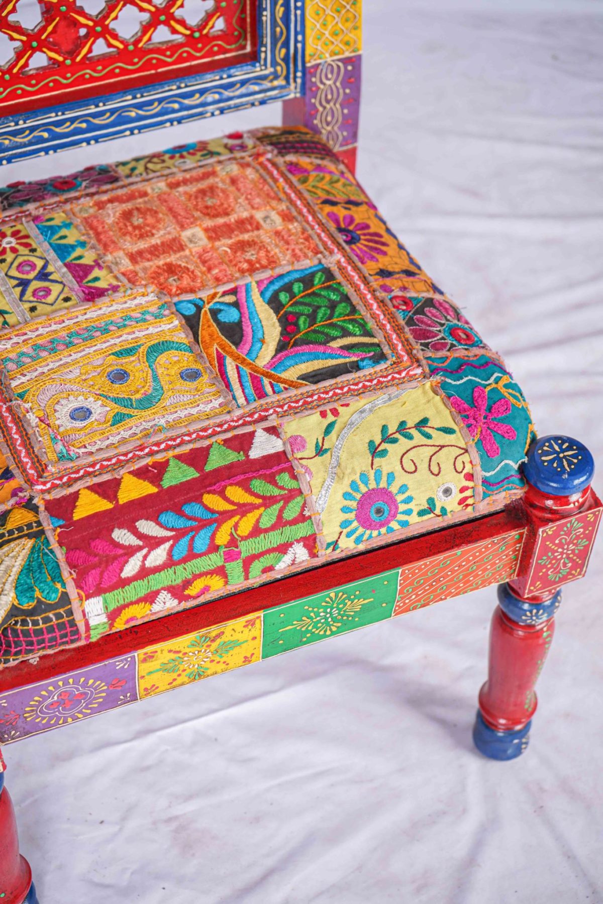 Floral Motifs Chairs Hand Carved Wooden Chair from India