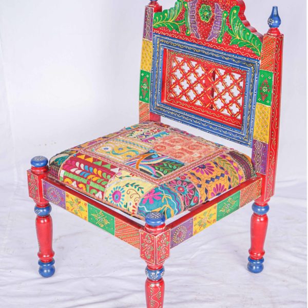 Beautiful Coloured Wooden Chair Hand Weaved Furniture