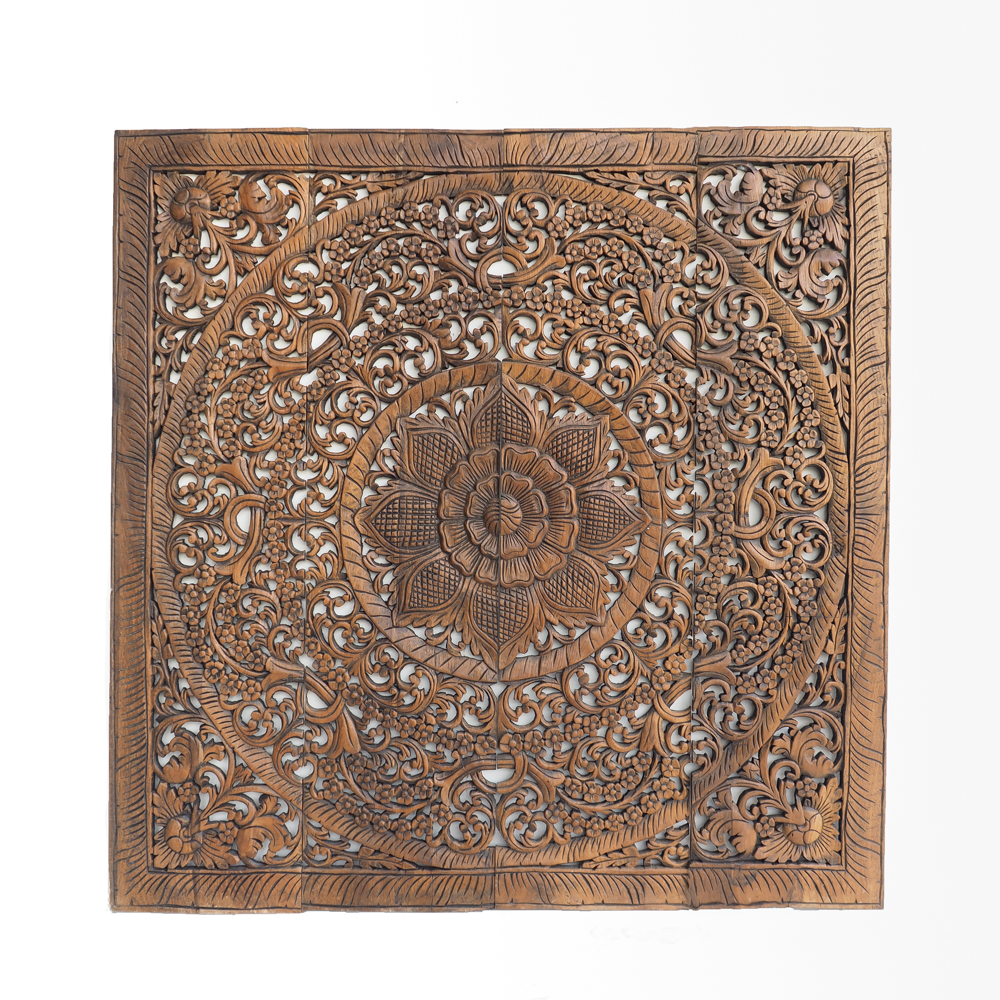 Floral Wooden Mounted Panel Rustic Furntiure