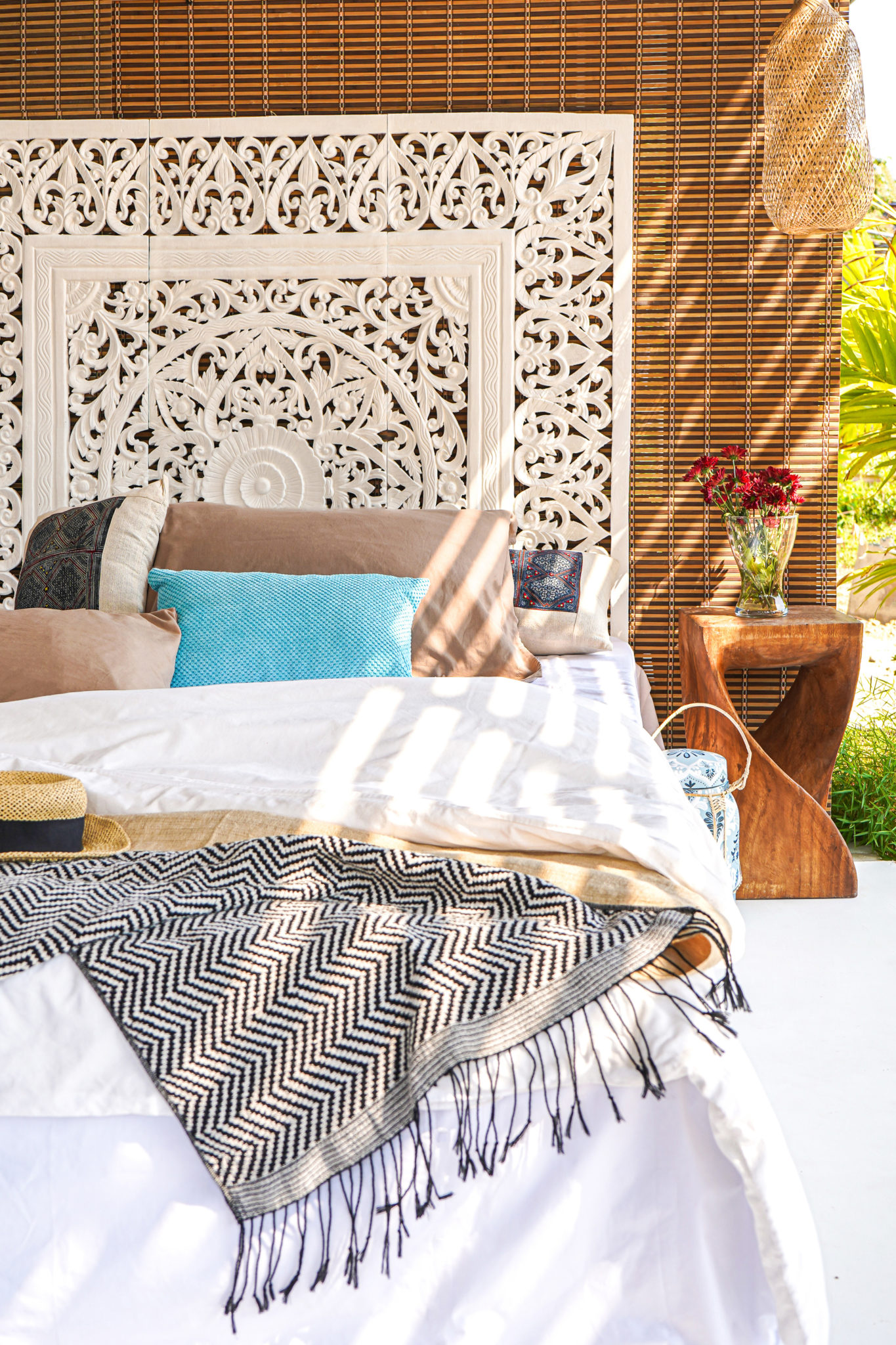 Queen Size Beach Coastal Living Wooden Bed Headboard