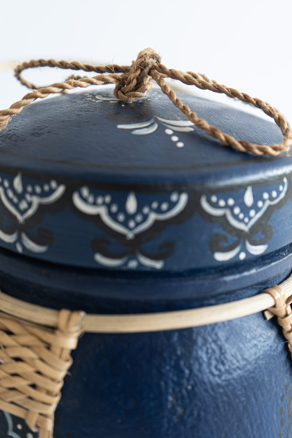 White and Blue Painted Basket