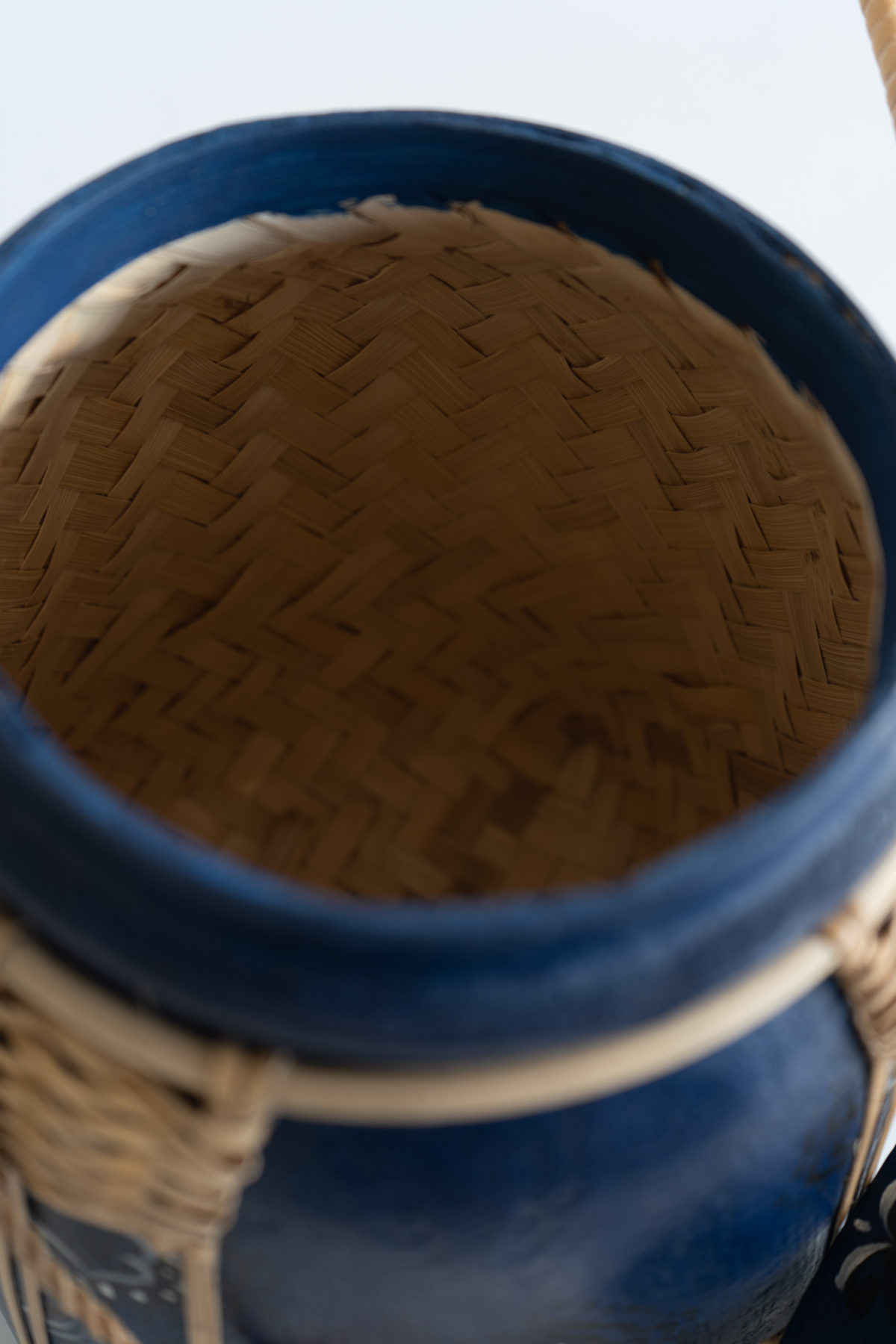 Blue and White Basket in Bamboo