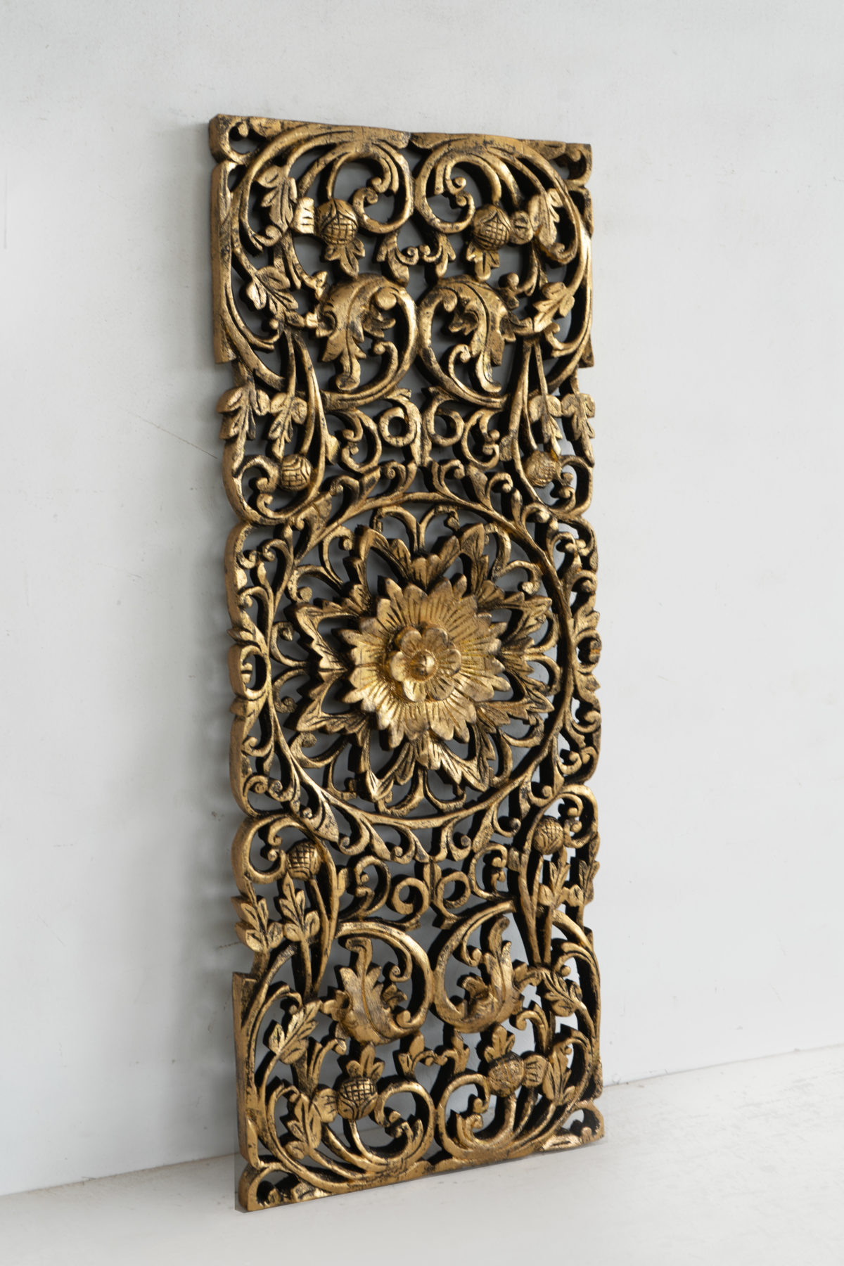 tall narrow carved wooden hanging decor